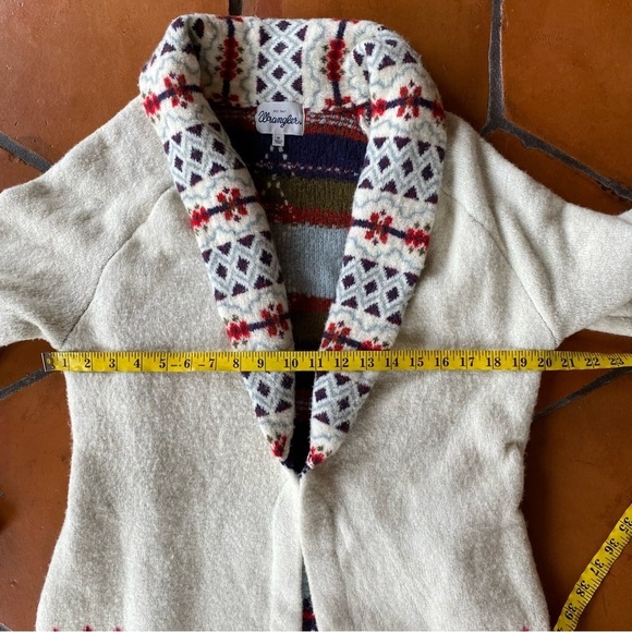 Wrangler Open Front Cardigan Sweater Aztec Tribal Print Western Cozy Soft Medium - Picture 8 of 8